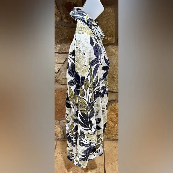 Tahari Airy Linen Shirt Women 2X Lagenlook Coastal Resort Cruise Botanical - Picture 6 of 16